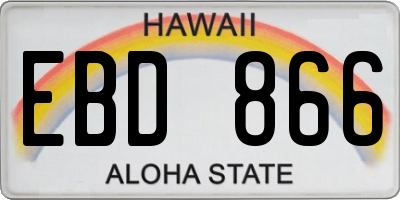 HI license plate EBD866