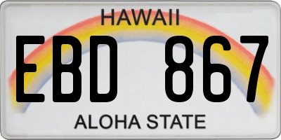 HI license plate EBD867