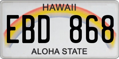 HI license plate EBD868