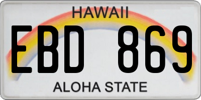 HI license plate EBD869