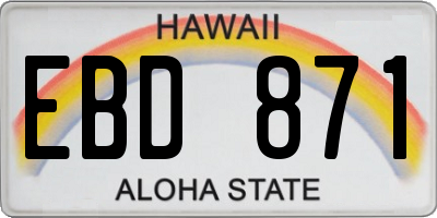 HI license plate EBD871