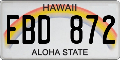 HI license plate EBD872