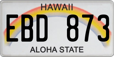 HI license plate EBD873