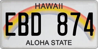 HI license plate EBD874