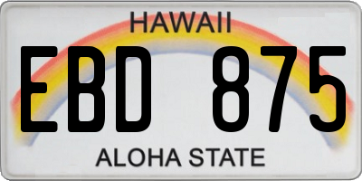 HI license plate EBD875