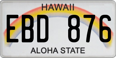 HI license plate EBD876