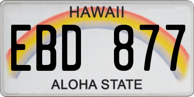 HI license plate EBD877