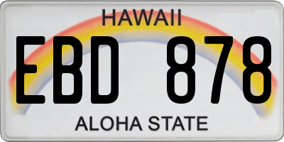 HI license plate EBD878