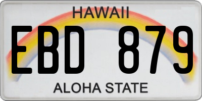 HI license plate EBD879