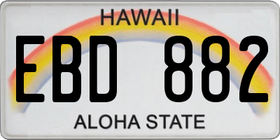 HI license plate EBD882