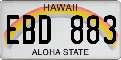 HI license plate EBD883