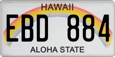 HI license plate EBD884