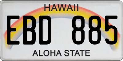 HI license plate EBD885