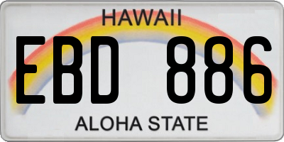 HI license plate EBD886