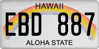 HI license plate EBD887