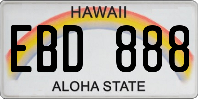 HI license plate EBD888