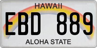 HI license plate EBD889