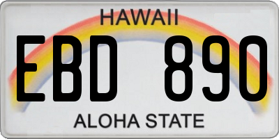 HI license plate EBD890