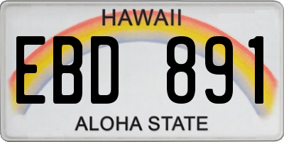 HI license plate EBD891