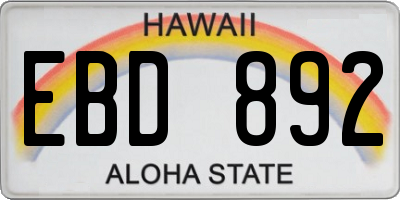 HI license plate EBD892