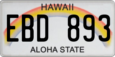 HI license plate EBD893