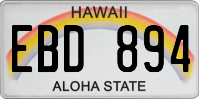 HI license plate EBD894