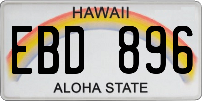 HI license plate EBD896