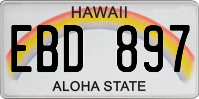 HI license plate EBD897