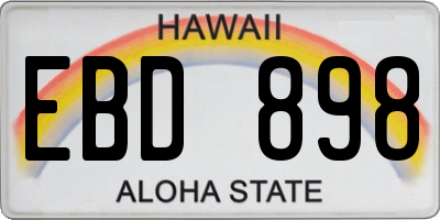 HI license plate EBD898