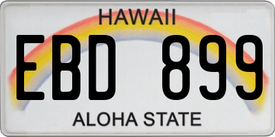 HI license plate EBD899