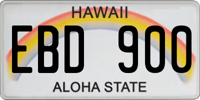 HI license plate EBD900