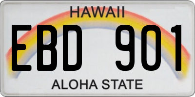 HI license plate EBD901