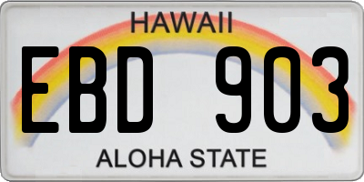 HI license plate EBD903