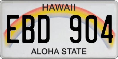 HI license plate EBD904