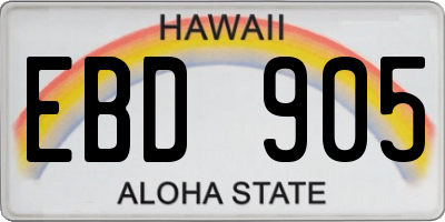 HI license plate EBD905