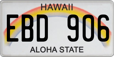 HI license plate EBD906