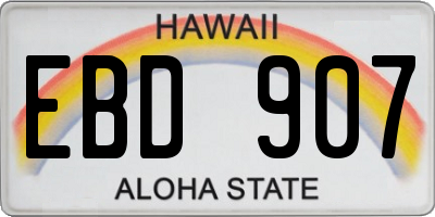 HI license plate EBD907