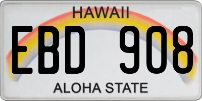 HI license plate EBD908