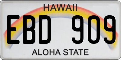 HI license plate EBD909