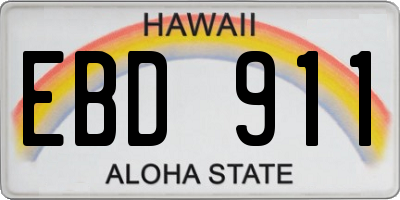 HI license plate EBD911