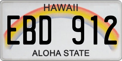 HI license plate EBD912