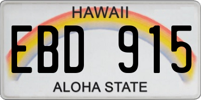 HI license plate EBD915