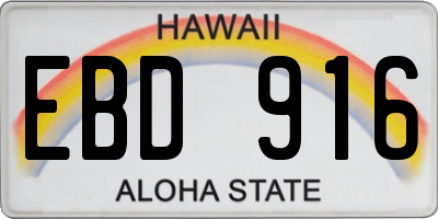 HI license plate EBD916