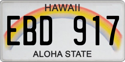 HI license plate EBD917