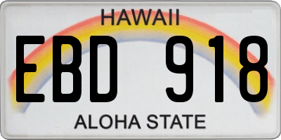 HI license plate EBD918