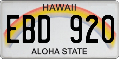 HI license plate EBD920