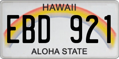 HI license plate EBD921