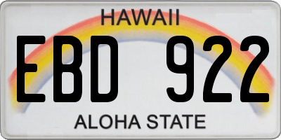 HI license plate EBD922