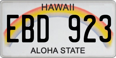 HI license plate EBD923