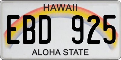 HI license plate EBD925